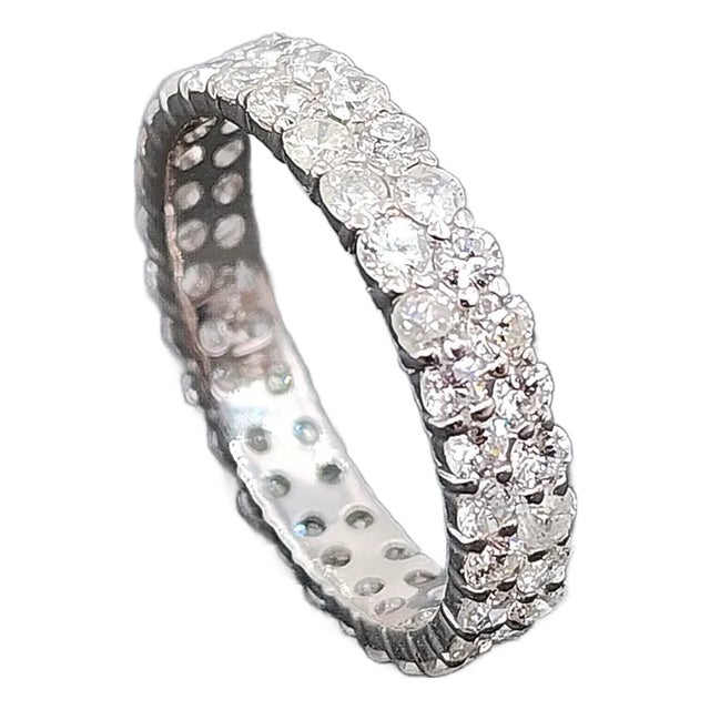 2.00 Ct Double Row Diamond Eternity Ring Size 8.25 For Sale