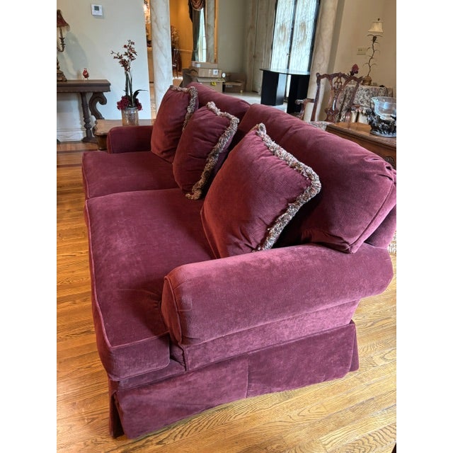 Traditional Contemporary Velvet Sofa For Sale - Image 3 of 8