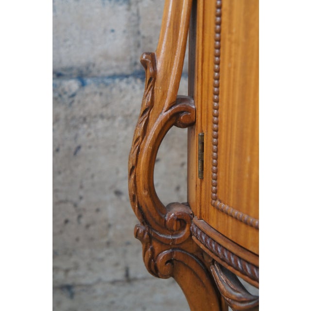 Wood Late 19th Century Antique French Neoclassical Demilune Satinwood Marble Cabinet Side Tables - Set of 2 For Sale - Image 7 of 13