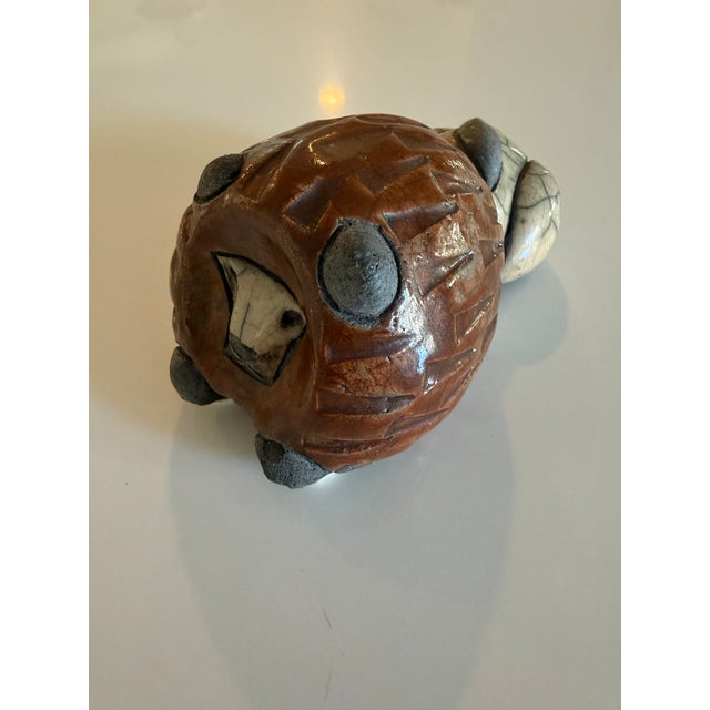 This is a Gerhard de Beer "Crazy Clay" Raku pottery lion figurine. It is a hand-crafted, mid-century modern style ceramic...