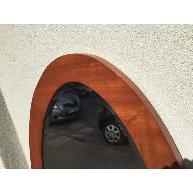 Mid-Century Modern Mid-Century Danish Large Elliptical Mirror in Teak, 1960s For Sale - Image 3 of 5