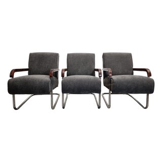 Tubular Armchair by Anton Lorenz for Ton, Set of 3 For Sale