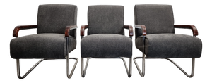 Tubular Armchair by Anton Lorenz for Ton, Set of 3