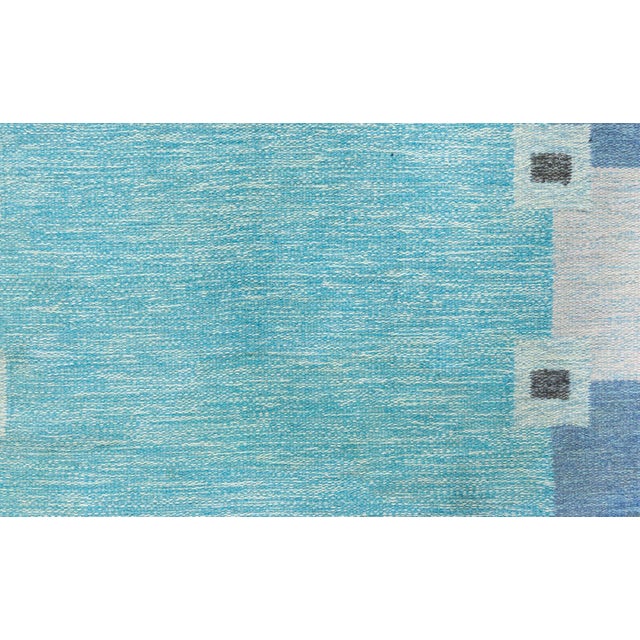 Mid-Century Modern Doris Leslie Blau Vintage Swedish Flat Woven Rug by Ingegerd Silow For Sale - Image 3 of 6