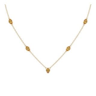 Minimalist Citrine Station Necklace | Dainty Stacking Layering Necklace | Simple Chain Link Necklace For Sale