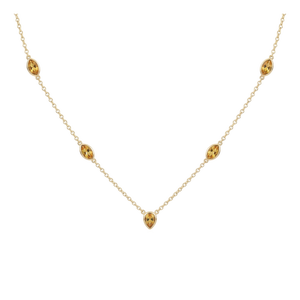 Minimalist Citrine Station Necklace | Dainty Stacking Layering Necklace | Simple Chain Link Necklace