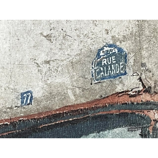 Vintage Color Etching Paris Fruit Shop 77 Rue Galande by Franz Xavier Wolf For Sale In New York - Image 6 of 7