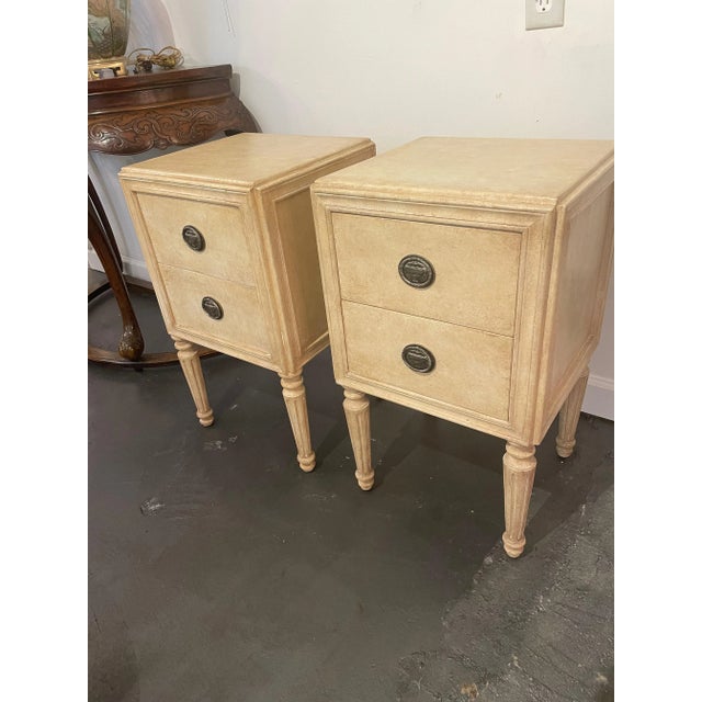 Michael Taylor Michael Taylor French Country Style Two-Drawer Painted Bedside Chests - a Pair For Sale - Image 4 of 6
