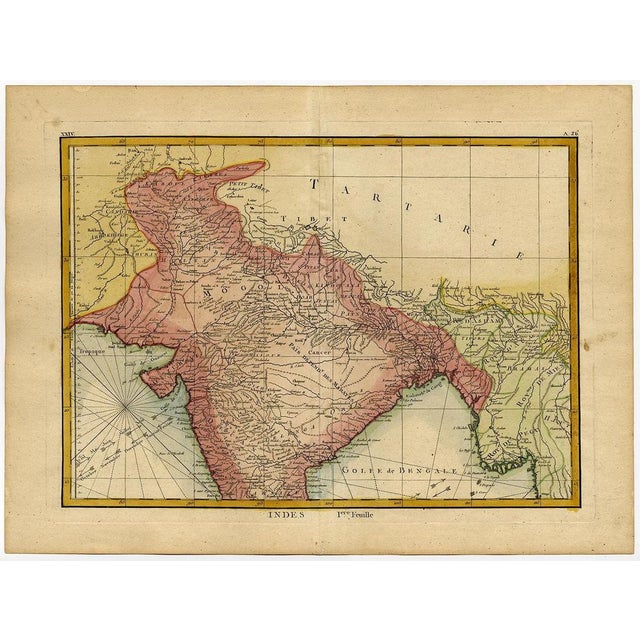 Antique map titled 'Indes'. A map of Northern India with surrounding regions. from Lattre's 'Atlas moderne ou collection...