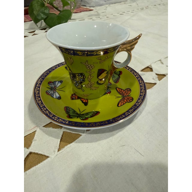 Classic Coffee &Tea Butterfly Porcelain Set 6 pcs with original box For Sale In Palm Springs - Image 6 of 10