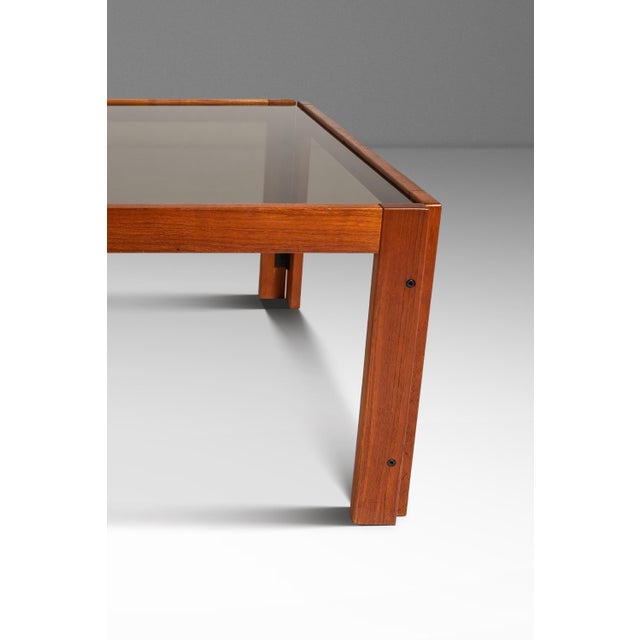 Mid-Century Danish Modern Coffee Table After Afra & Tobia Scarpa for Cassina in Teak Wood W/ Smoked Glass, C. 1970s For Sale - Image 9 of 16