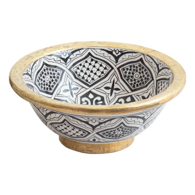 Custom Made Round Ceramic Bathroom Sink, Hand-Painted Vessel Sink For Sale