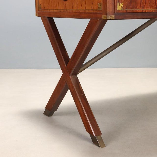 Brown English Naval Style Mahogany Writing Desk For Sale - Image 8 of 12