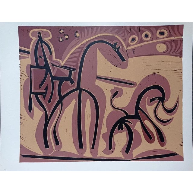 Pablo Picasso - Corrida Scene / Original linocut, 1962 Cercle d'Art 38 x 32 cm In excellent condition I have official...
