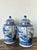 Blue Vintage Boho Monumental Blue and White Lidded Ginger Jars - A Pair For Sale - Image 8 of 8