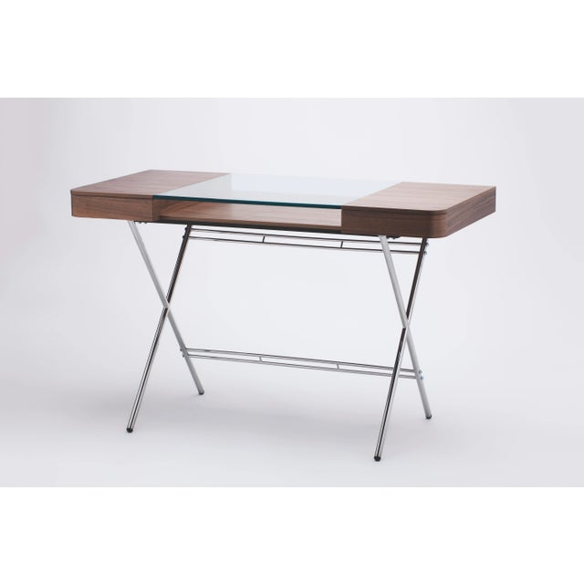 Metal Cosimo Desk with Walnut Veneer & Glass Top by Marco Zanuso Jr. for Adentro, 2017 For Sale - Image 7 of 7