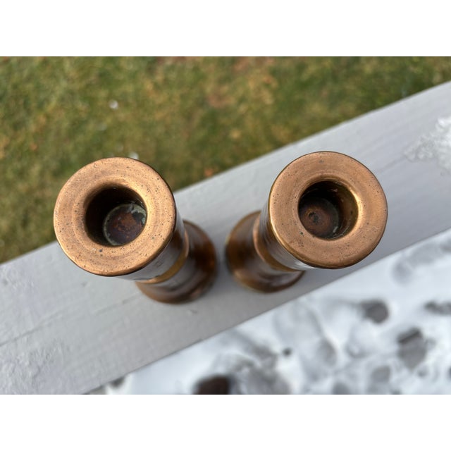 Early 20th C. Artisan Copper 8" Candlesticks - A Pair For Sale - Image 6 of 7