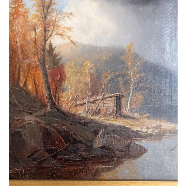 19th Century Hudson River School Painting of Adirondack Lake by William Richardson Tyler For Sale - Image 12 of 18
