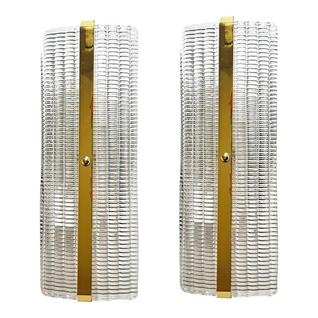 Gold Stylish Gold Diamanted Rectangular Murano Glass Wall Sconces by Simoeng for Simoeng, Set of 2 For Sale - Image 8 of 8