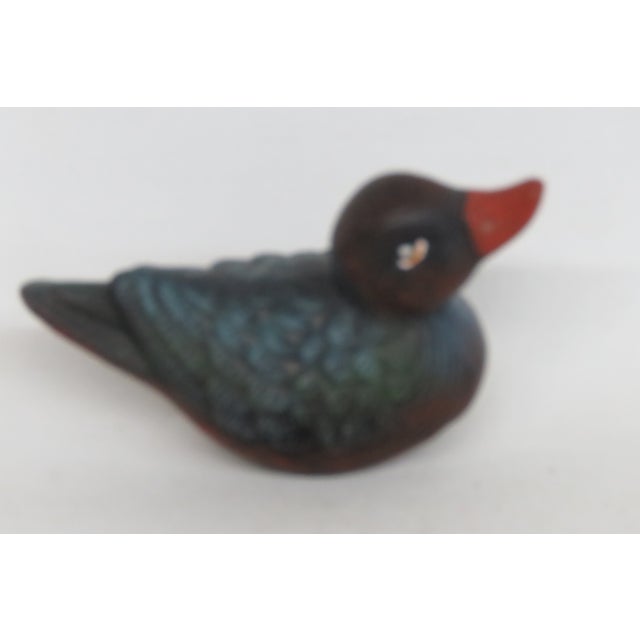 Duck Miniature Ceramic Figurine Hand Painted Green Blue Feathers Red Bill 4522b For Sale - Image 11 of 12