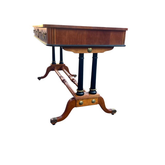 Late 20th Century Regency Style Inlaid Writing Desk For Sale - Image 17 of 17
