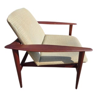 1960s Danish Modern Teak Lounge Chair Paddle Armchair Denmark For Sale