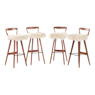 1950s Mid Century Henry Rosengren Hansen Barstools - a Pair For Sale