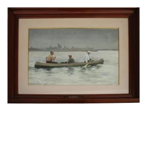 1939 "On the Lake" Realist Watercolor Painting by FR Walker, Framed
