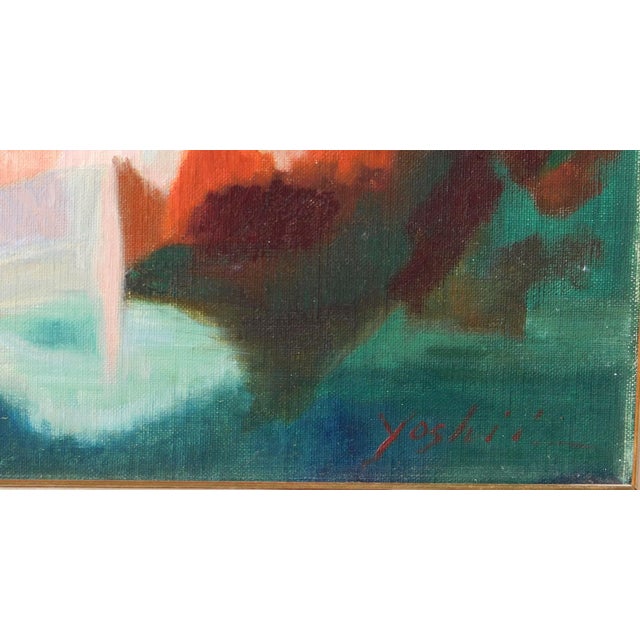 Modern Junji Yoshii B,1904 Oil Painting "Reflections Flowers", Framed For Sale - Image 3 of 3