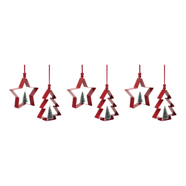 Metal Star and Pine Tree Cookie Cutter Ornament (Set of 6) For Sale - Image 7 of 7