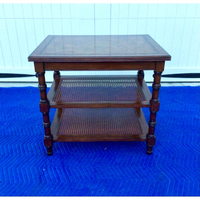 1980s Vintage Ethan Allen Three Tier Cane Shelf Side Table Chairish