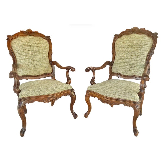 Mid-18th Century Venetian Rococo Armchairs, Carved Walnut, Italy For Sale - Image 12 of 12