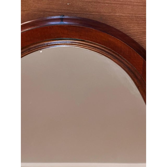 Vintage Oval Mirror in Stained Wood, 1970s For Sale - Image 9 of 17
