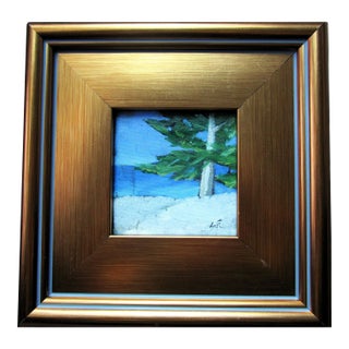 Framed 4x4 Monterey Cypress Dunes Lynne French Miniature Landscape For Sale