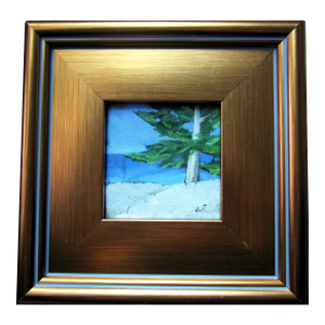 Framed 4x4 Monterey Cypress Dunes Lynne French Miniature Landscape