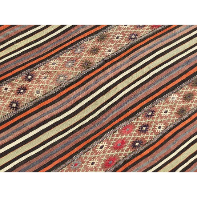 Textile Vintage Turkish Striped Kilim Rug - 58" X 94.5" For Sale - Image 7 of 11