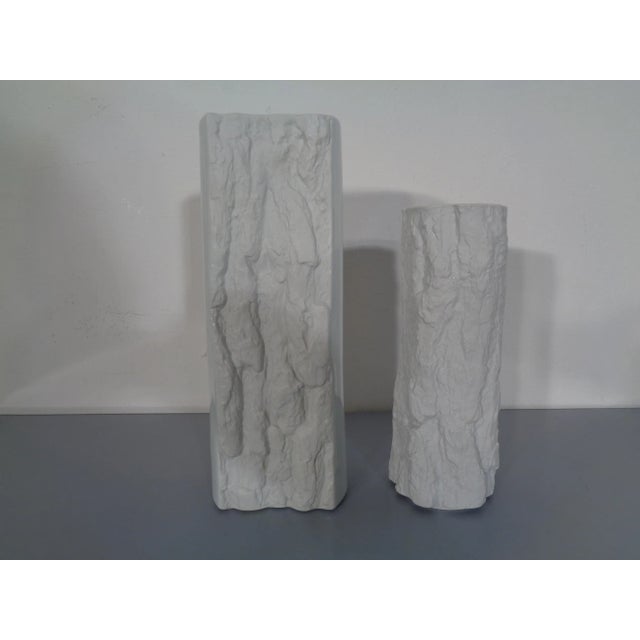 White Bisque Porcelain OP Art Vases, Candleholders & Ashtrays by Ernst Fenzi for Bareuther, 1970s, Set of 5 For Sale - Image 8 of 14