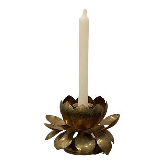 1960s Feldman Brass Lotus Candle Holder For Sale
