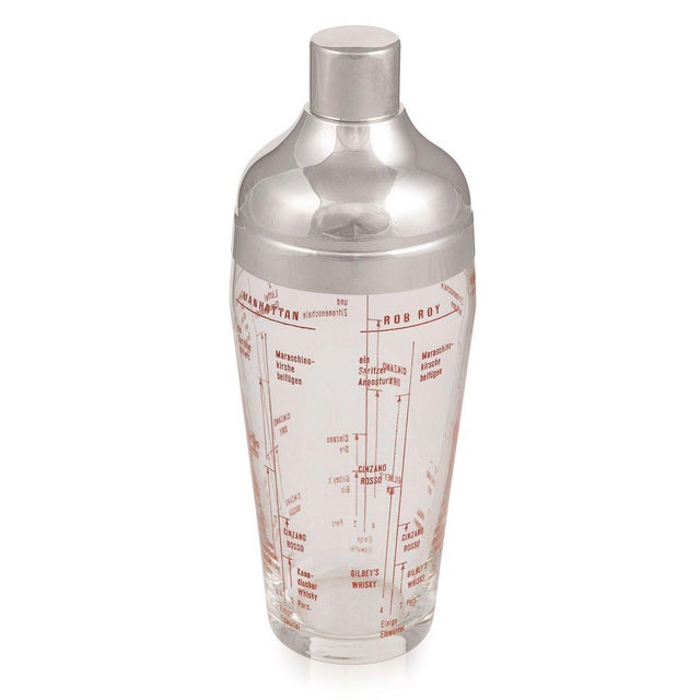 American Glass and Silver-Plated Recipe Cocktail Shaker, 1950s For Sale - Image 11 of 11