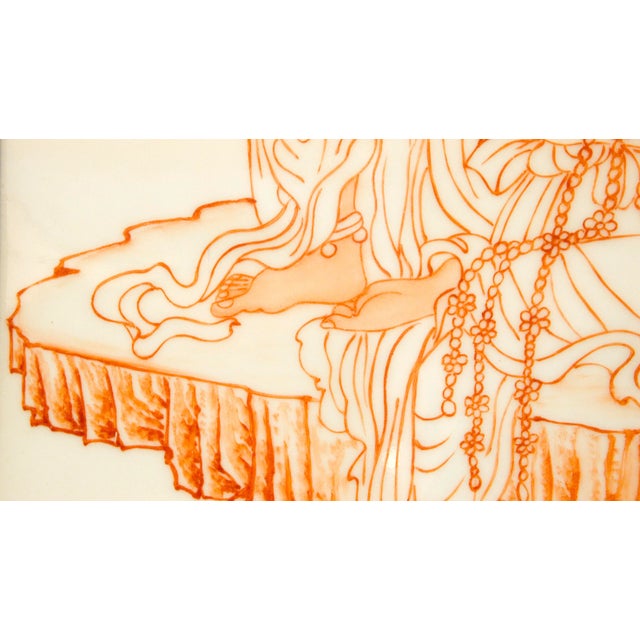 Early 20th Century Early 20th Century Chinese Framed Porcelain Kuan Yin Plaque For Sale - Image 5 of 7
