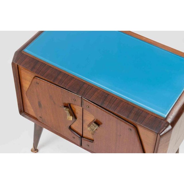 Vintage Italian Night Tables in Wood and Art Glass, 1950s, Set of 2 For Sale - Image 4 of 9