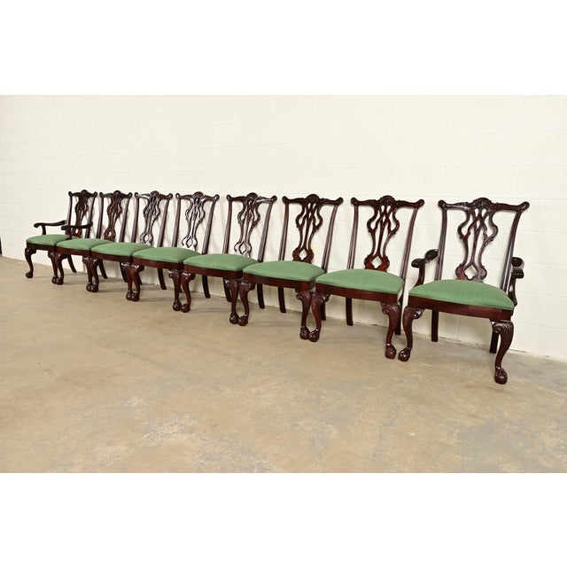 Thomasville Chippendale Carved Mahogany Side Chairs or Dining Chairs, Pair For Sale - Image 13 of 14