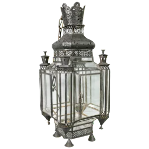 Moroccan Black Painted Tole Hall Lantern
