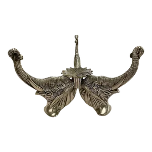 1990s Arthur Court Polished Aluminum Elephant Center Bowl Holder, Display Stand
