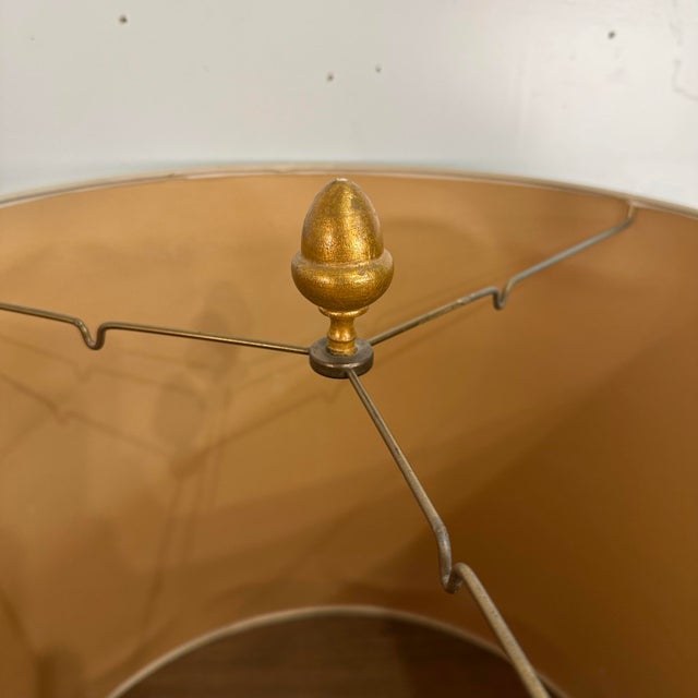 Blue Vintage Italian Style Table Lamp Carved Giltwood Hollywood Regency For Sale - Image 8 of 12