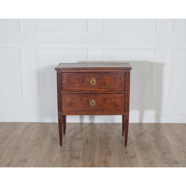 Italian Small Italian Walnut Chest of Drawers with Two Drawers, Late 18th–Early 19th Cen For Sale - Image 3 of 8