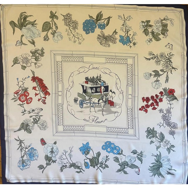 Contemporary Hermès Scarf “Quai Aux Fleurs” For Sale - Image 3 of 10