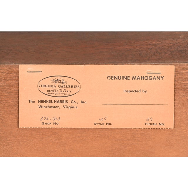 Henkel Harris Federal Mahogany and Gold Gilt Framed Wall Mirror, 1972 For Sale - Image 10 of 11