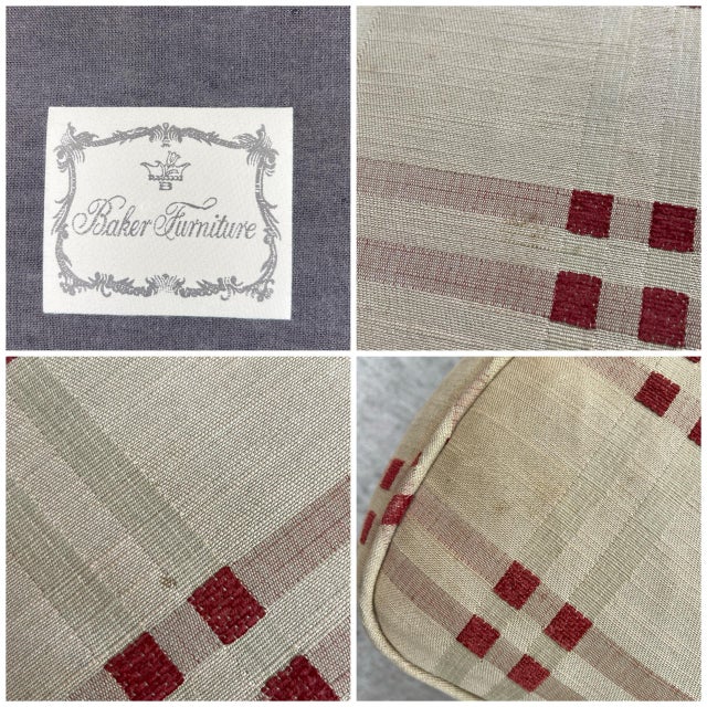 Camel Vintage Baker Furniture French Country Ottoman in Tan & Fruitwood For Sale - Image 8 of 12