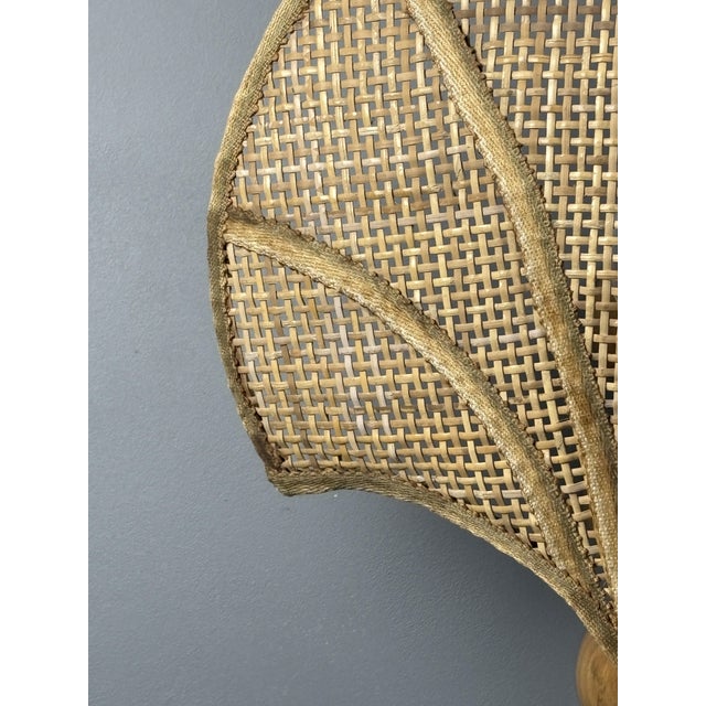 Vintage Italian Rattan Wicker Pine and Brass Scallop Wall Sconces, 1970s, Set of 2 For Sale - Image 18 of 18